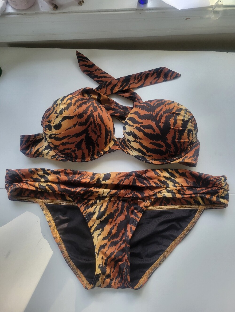 Victoria's Secret Tiger-Print Bikini - Orange & Black Push Up 32C